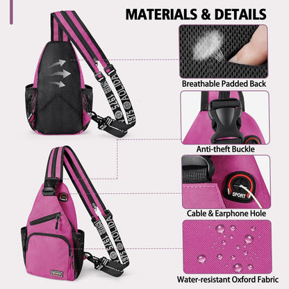 Convertible Sling Bag for Women Men, Lightweight Crossbody Backpack Daypack Chest Bag Fit 10.9" Tablet for Travel, Sport, Hiking & Commute, Black, 8.27in×3.94in×13.39in