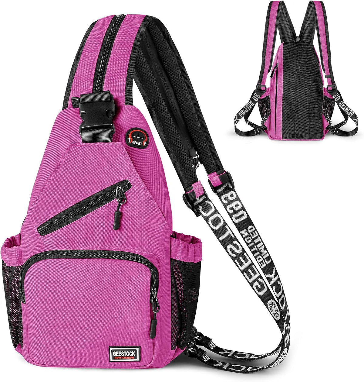Convertible Sling Bag for Women Men, Lightweight Crossbody Backpack Daypack Chest Bag Fit 10.9" Tablet for Travel, Sport, Hiking & Commute, Black, 8.27in×3.94in×13.39in