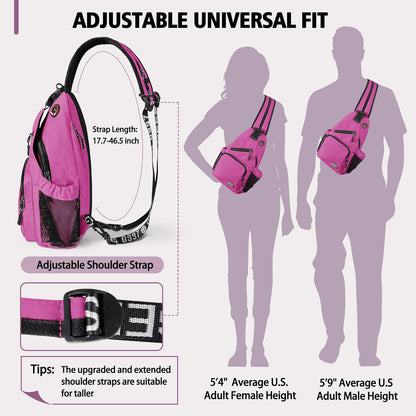 Convertible Sling Bag for Women Men, Lightweight Crossbody Backpack Daypack Chest Bag Fit 10.9" Tablet for Travel, Sport, Hiking & Commute, Black, 8.27in×3.94in×13.39in
