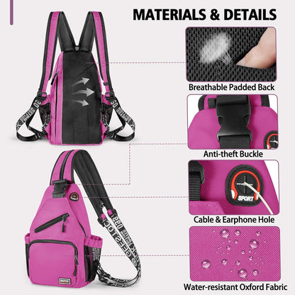 Convertible Sling Bag for Women Men, Lightweight Crossbody Backpack Daypack Chest Bag Fit 10.9" Tablet for Travel, Sport, Hiking & Commute, Black, 8.27in×3.94in×13.39in