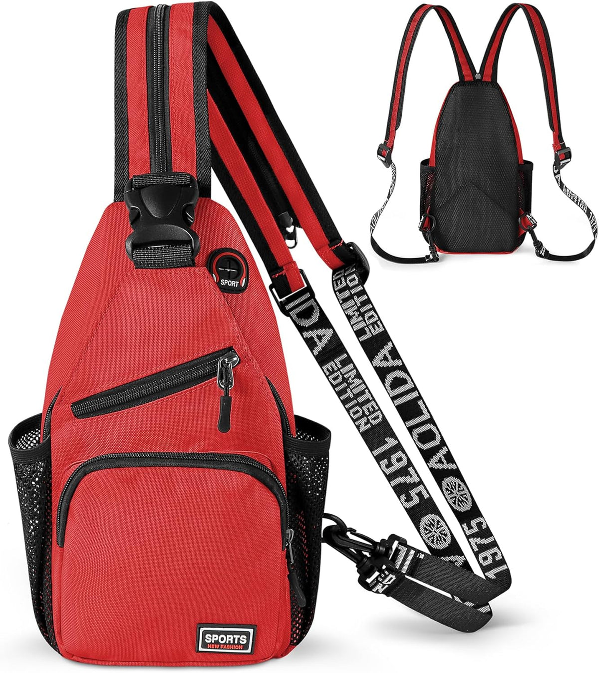 Convertible Sling Bag for Women Men, Lightweight Crossbody Backpack Daypack Chest Bag Fit 10.9" Tablet for Travel, Sport, Hiking & Commute, Black, 8.27in×3.94in×13.39in