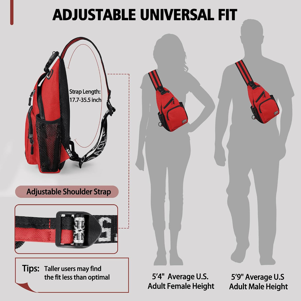 Convertible Sling Bag for Women Men, Lightweight Crossbody Backpack Daypack Chest Bag Fit 10.9" Tablet for Travel, Sport, Hiking & Commute, Black, 8.27in×3.94in×13.39in