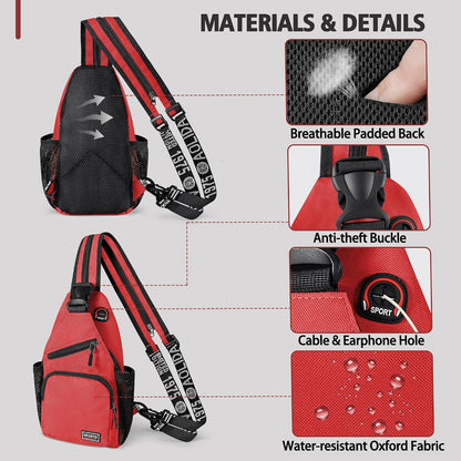 Convertible Sling Bag for Women Men, Lightweight Crossbody Backpack Daypack Chest Bag Fit 10.9" Tablet for Travel, Sport, Hiking & Commute, Black, 8.27in×3.94in×13.39in