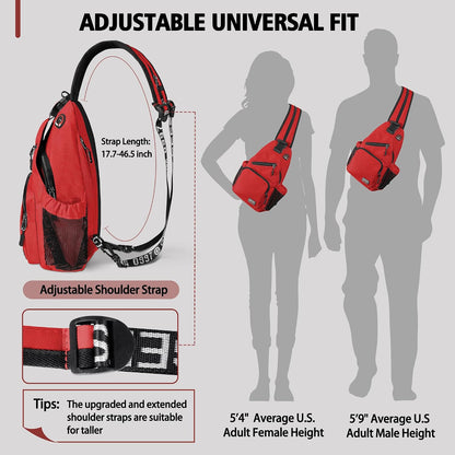 Convertible Sling Bag for Women Men, Lightweight Crossbody Backpack Daypack Chest Bag Fit 10.9" Tablet for Travel, Sport, Hiking & Commute, Black, 8.27in×3.94in×13.39in