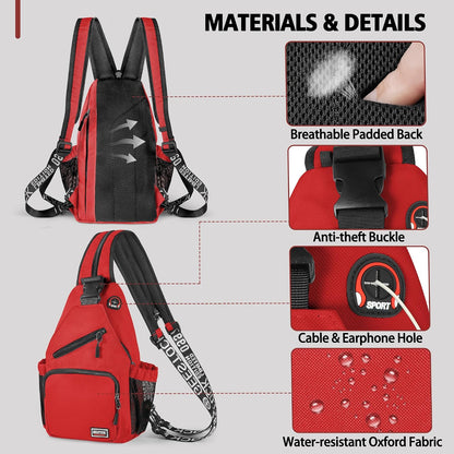 Convertible Sling Bag for Women Men, Lightweight Crossbody Backpack Daypack Chest Bag Fit 10.9" Tablet for Travel, Sport, Hiking & Commute, Black, 8.27in×3.94in×13.39in