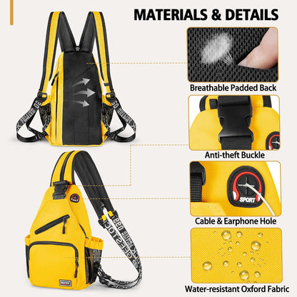Convertible Sling Bag for Women Men, Lightweight Crossbody Backpack Daypack Chest Bag Fit 10.9" Tablet for Travel, Sport, Hiking & Commute, Black, 8.27in×3.94in×13.39in