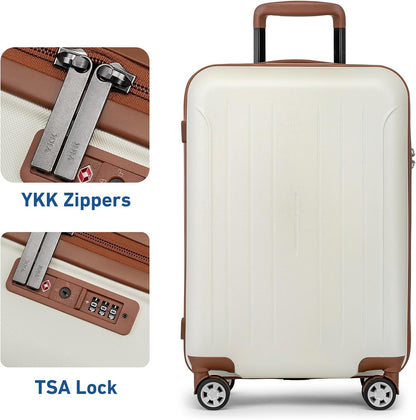 Carry on luggage 22x14x9 Airline Approved Suitcase Hardshell With Double Spinner Wheels, PC+ABS TSA Lock Travel Luggage (Mint Green, 20" Carry On)