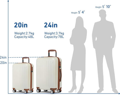 Carry on luggage 22x14x9 Airline Approved Suitcase Hardshell With Double Spinner Wheels, PC+ABS TSA Lock Travel Luggage (Mint Green, 20" Carry On)