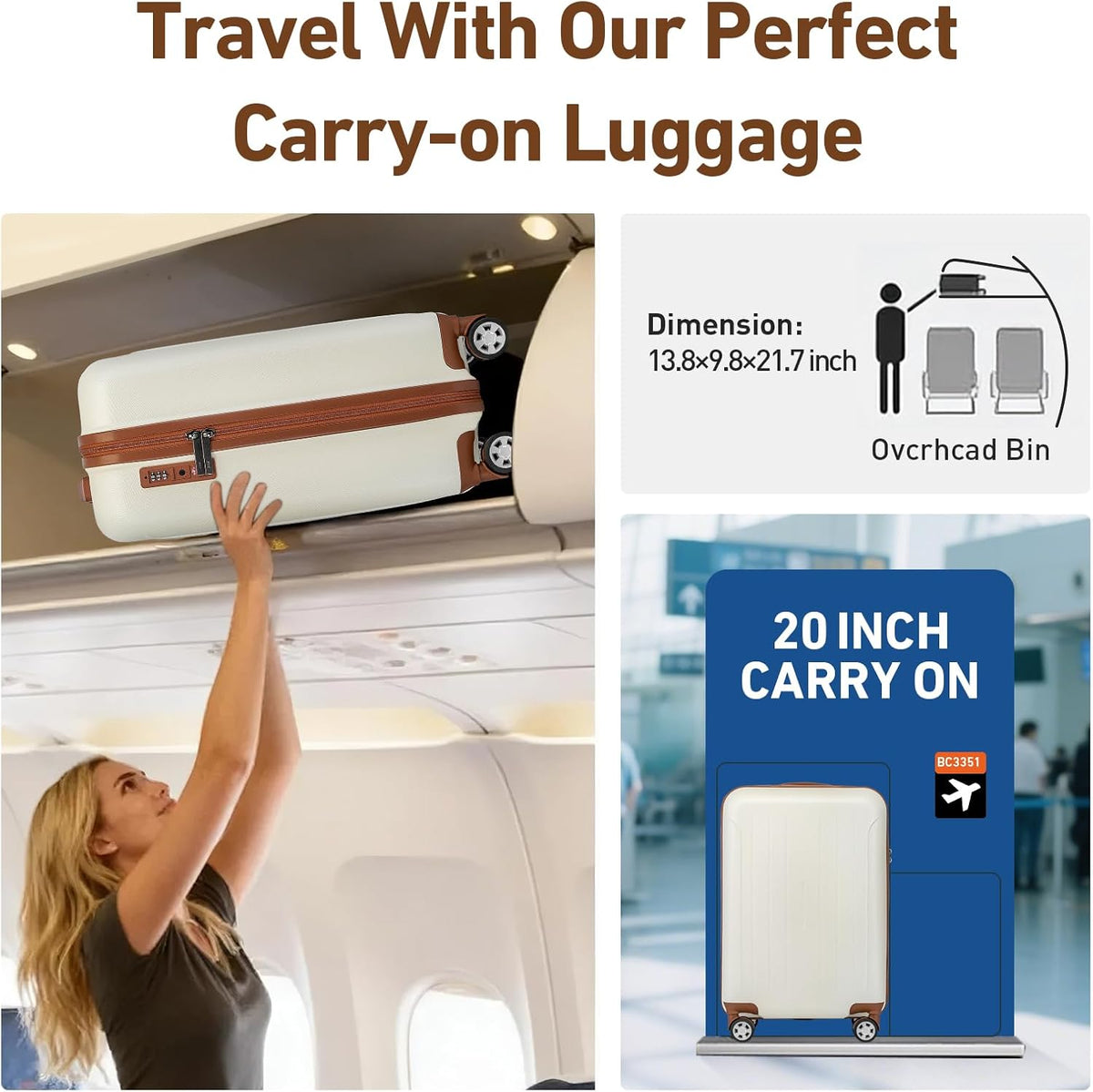 Carry on luggage 22x14x9 Airline Approved Suitcase Hardshell With Double Spinner Wheels, PC+ABS TSA Lock Travel Luggage (Mint Green, 20" Carry On)