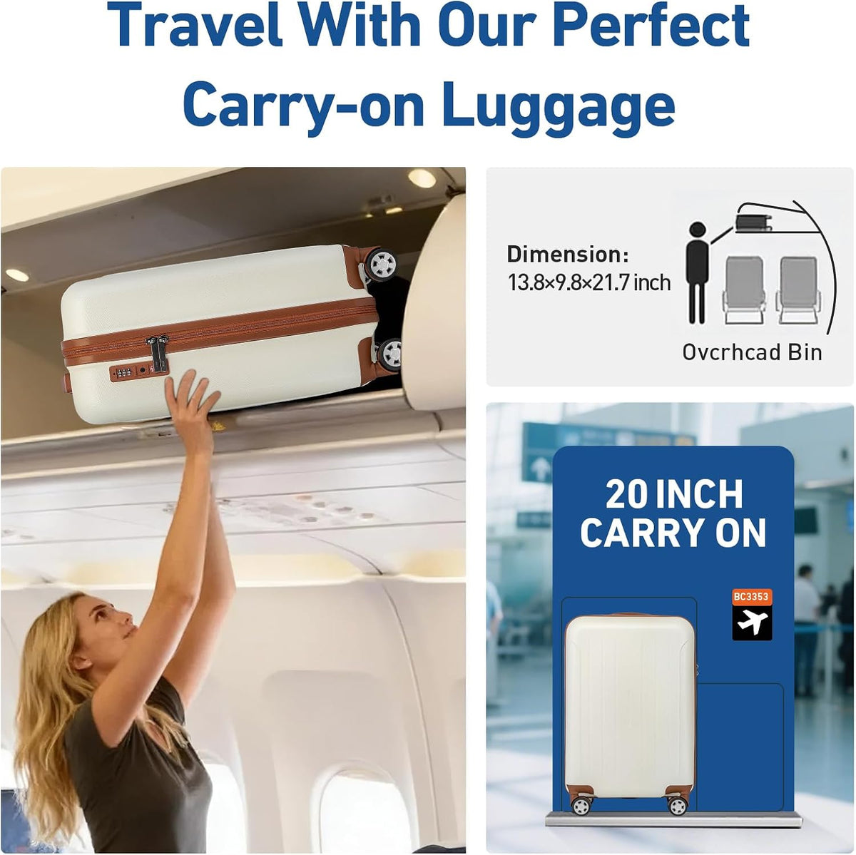 Carry on luggage 22x14x9 Airline Approved Suitcase Hardshell With Double Spinner Wheels, PC+ABS TSA Lock Travel Luggage (Mint Green, 20" Carry On)