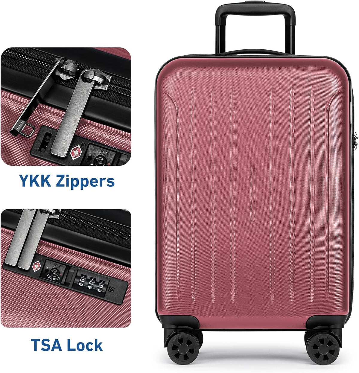 Carry on luggage 22x14x9 Airline Approved Suitcase Hardshell With Double Spinner Wheels, PC+ABS TSA Lock Travel Luggage (Mint Green, 20" Carry On)