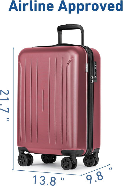 Carry on luggage 22x14x9 Airline Approved Suitcase Hardshell With Double Spinner Wheels, PC+ABS TSA Lock Travel Luggage (Mint Green, 20" Carry On)