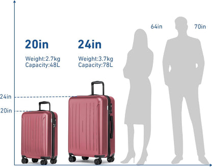 Carry on luggage 22x14x9 Airline Approved Suitcase Hardshell With Double Spinner Wheels, PC+ABS TSA Lock Travel Luggage (Mint Green, 20" Carry On)