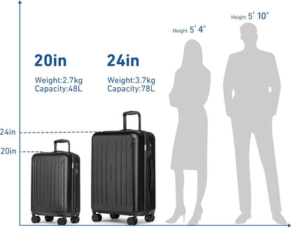 Carry on luggage 22x14x9 Airline Approved Suitcase Hardshell With Double Spinner Wheels, PC+ABS TSA Lock Travel Luggage (Mint Green, 20" Carry On)