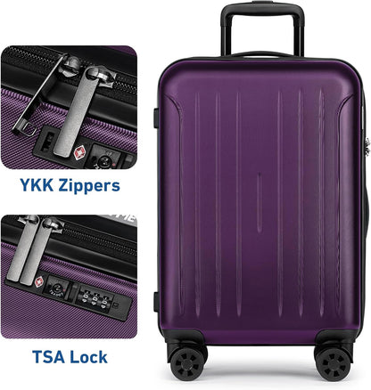 Carry on luggage 22x14x9 Airline Approved Suitcase Hardshell With Double Spinner Wheels, PC+ABS TSA Lock Travel Luggage (Mint Green, 20" Carry On)