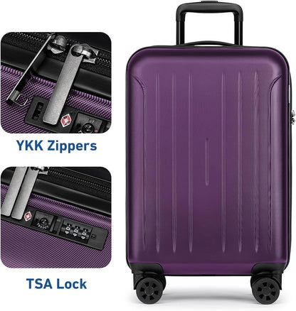 Carry on luggage 22x14x9 Airline Approved Suitcase Hardshell With Double Spinner Wheels, PC+ABS TSA Lock Travel Luggage (Mint Green, 20" Carry On)