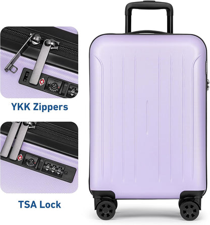 Carry on luggage 22x14x9 Airline Approved Suitcase Hardshell With Double Spinner Wheels, PC+ABS TSA Lock Travel Luggage (Mint Green, 20" Carry On)