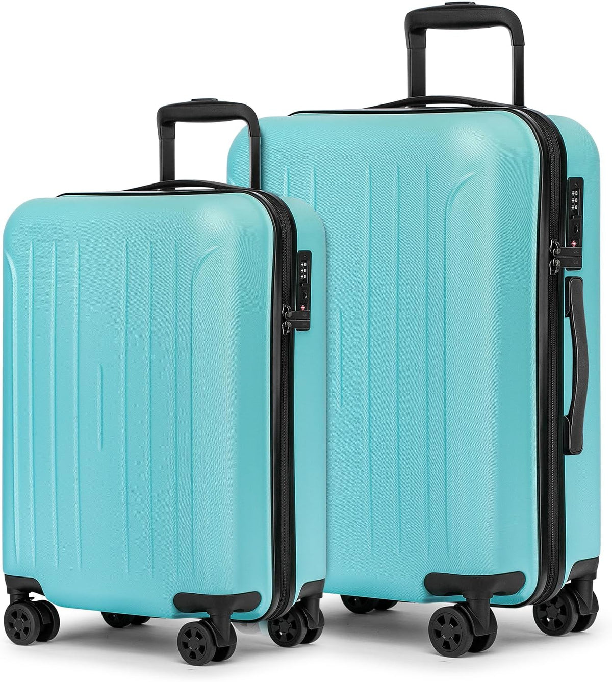 Carry on luggage 22x14x9 Airline Approved Suitcase Hardshell With Double Spinner Wheels, PC+ABS TSA Lock Travel Luggage (Mint Green, 20" Carry On)
