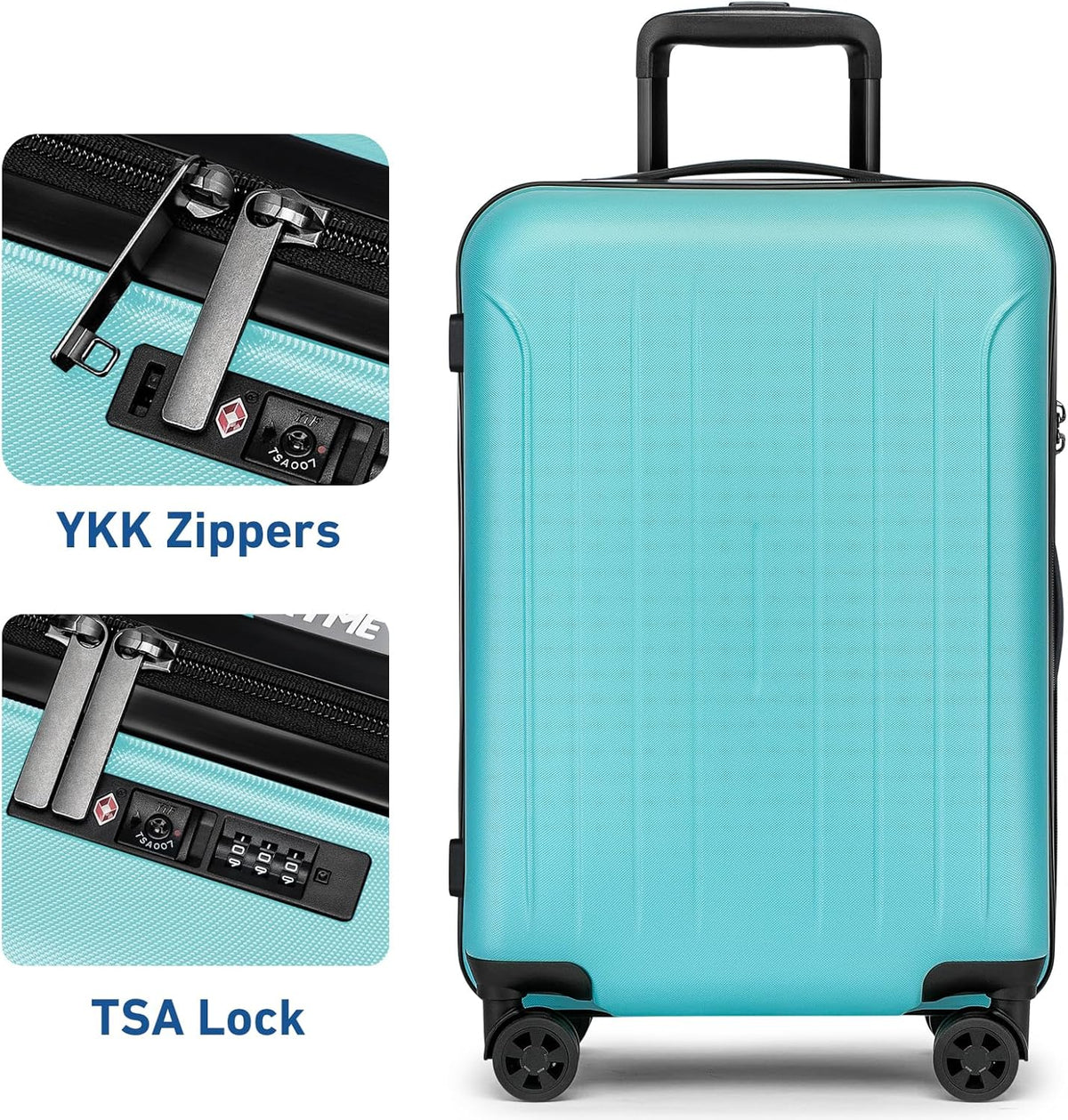 Carry on luggage 22x14x9 Airline Approved Suitcase Hardshell With Double Spinner Wheels, PC+ABS TSA Lock Travel Luggage (Mint Green, 20" Carry On)