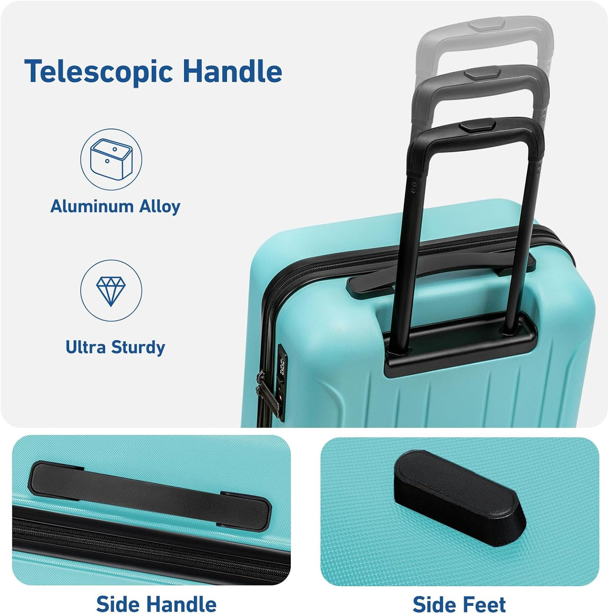 Carry on luggage 22x14x9 Airline Approved Suitcase Hardshell With Double Spinner Wheels, PC+ABS TSA Lock Travel Luggage (Mint Green, 20" Carry On)