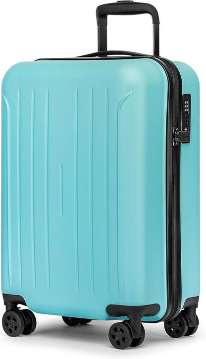 Carry on luggage 22x14x9 Airline Approved Suitcase Hardshell With Double Spinner Wheels, PC+ABS TSA Lock Travel Luggage (Mint Green, 20" Carry On)