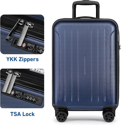 Carry on luggage 22x14x9 Airline Approved Suitcase Hardshell With Double Spinner Wheels, PC+ABS TSA Lock Travel Luggage (Mint Green, 20" Carry On)