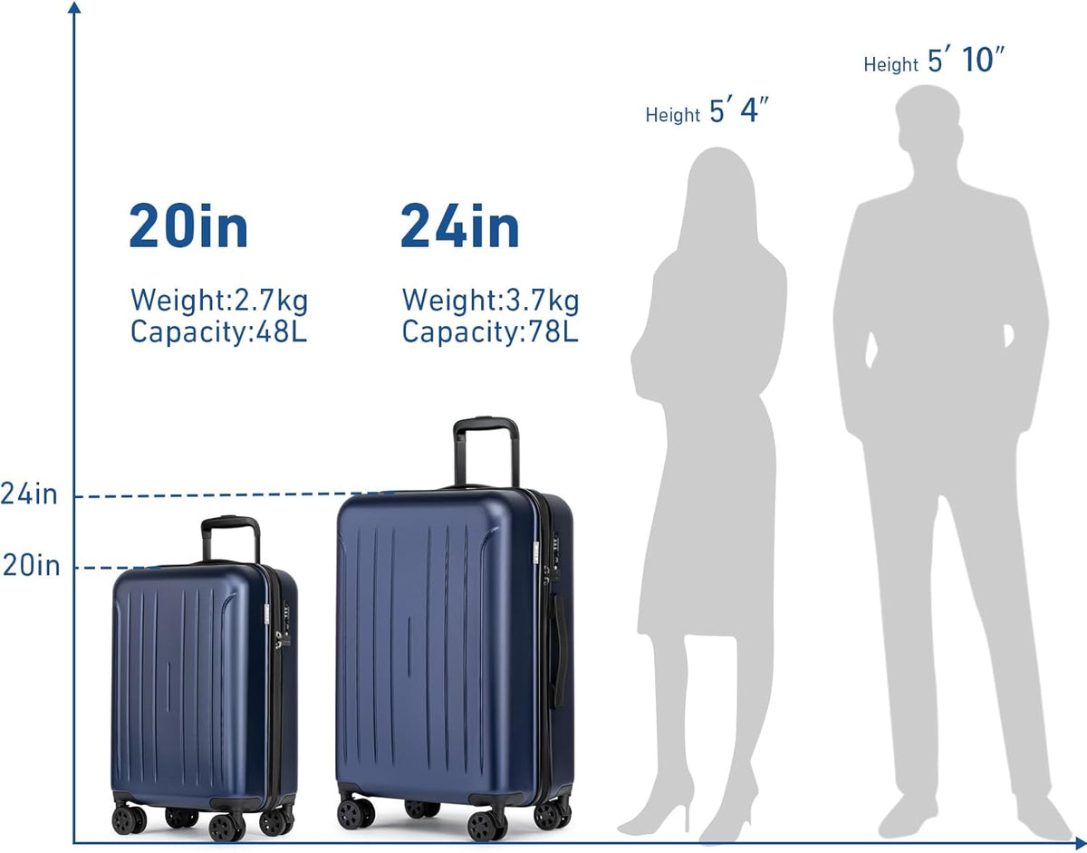 Carry on luggage 22x14x9 Airline Approved Suitcase Hardshell With Double Spinner Wheels, PC+ABS TSA Lock Travel Luggage (Mint Green, 20" Carry On)