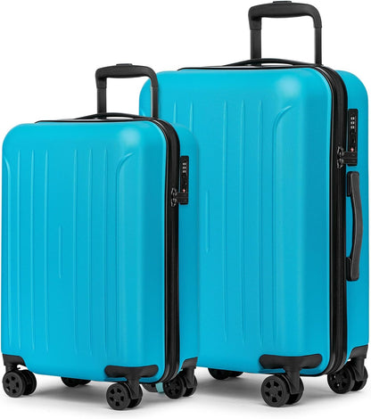 Carry on luggage 22x14x9 Airline Approved Suitcase Hardshell With Double Spinner Wheels, PC+ABS TSA Lock Travel Luggage (Mint Green, 20" Carry On)