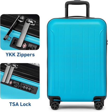 Carry on luggage 22x14x9 Airline Approved Suitcase Hardshell With Double Spinner Wheels, PC+ABS TSA Lock Travel Luggage (Mint Green, 20" Carry On)