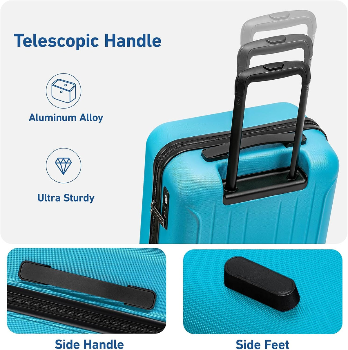 Carry on luggage 22x14x9 Airline Approved Suitcase Hardshell With Double Spinner Wheels, PC+ABS TSA Lock Travel Luggage (Mint Green, 20" Carry On)
