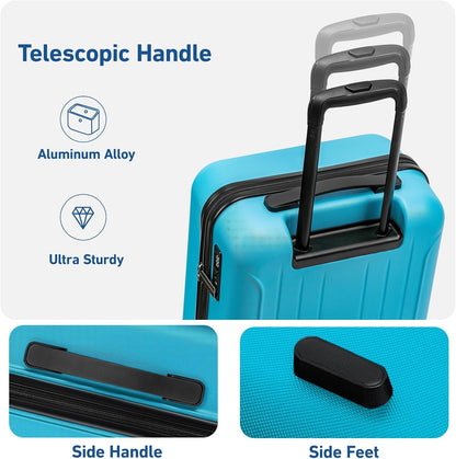 Carry on luggage 22x14x9 Airline Approved Suitcase Hardshell With Double Spinner Wheels, PC+ABS TSA Lock Travel Luggage (Mint Green, 20" Carry On)