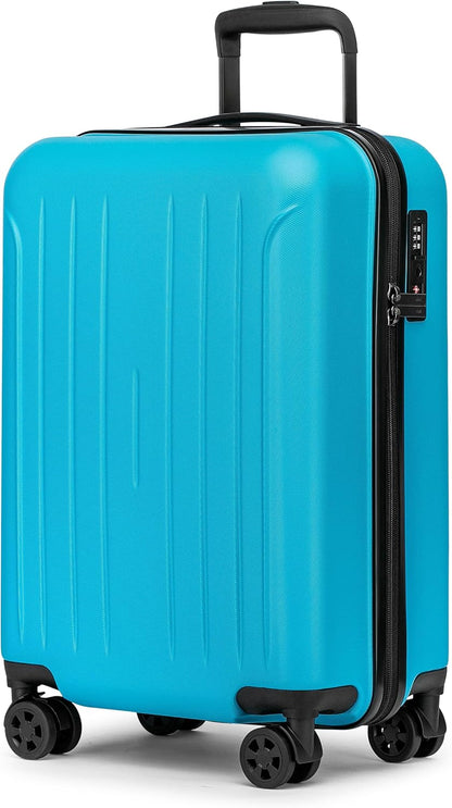 Carry on luggage 22x14x9 Airline Approved Suitcase Hardshell With Double Spinner Wheels, PC+ABS TSA Lock Travel Luggage (Mint Green, 20" Carry On)