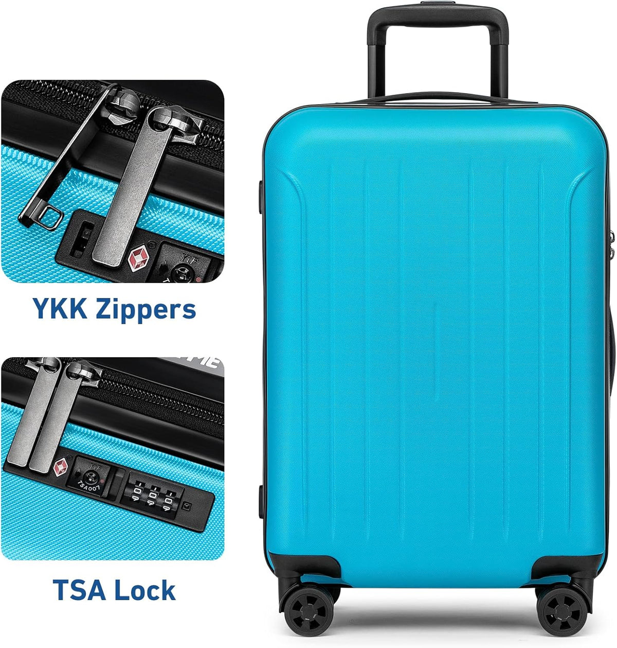 Carry on luggage 22x14x9 Airline Approved Suitcase Hardshell With Double Spinner Wheels, PC+ABS TSA Lock Travel Luggage (Mint Green, 20" Carry On)