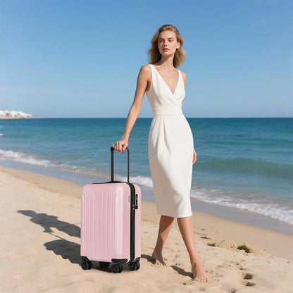 Carry on luggage 22x14x9 Airline Approved Suitcase Hardshell With Double Spinner Wheels, PC+ABS TSA Lock Travel Luggage (Mint Green, 20" Carry On)