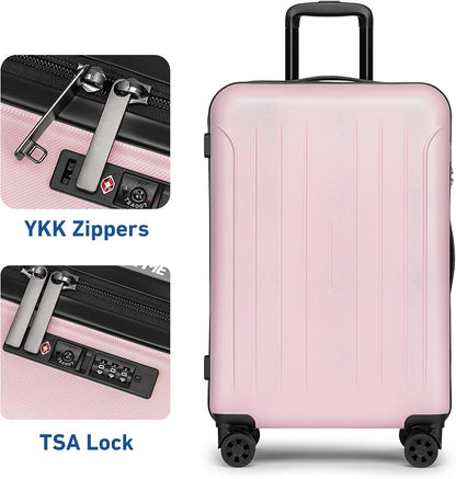 Carry on luggage 22x14x9 Airline Approved Suitcase Hardshell With Double Spinner Wheels, PC+ABS TSA Lock Travel Luggage (Mint Green, 20" Carry On)