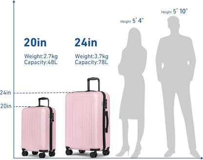 Carry on luggage 22x14x9 Airline Approved Suitcase Hardshell With Double Spinner Wheels, PC+ABS TSA Lock Travel Luggage (Mint Green, 20" Carry On)