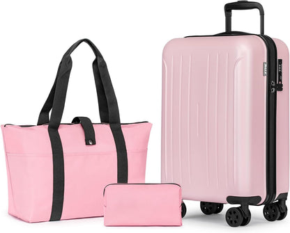 Carry on luggage 22x14x9 Airline Approved Suitcase Hardshell With Double Spinner Wheels, PC+ABS TSA Lock Travel Luggage (Mint Green, 20" Carry On)
