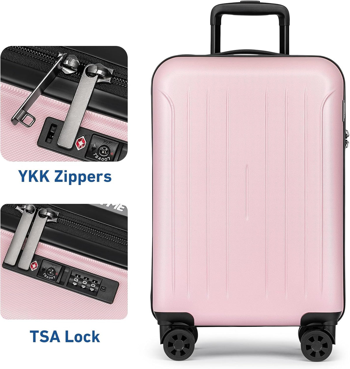 Carry on luggage 22x14x9 Airline Approved Suitcase Hardshell With Double Spinner Wheels, PC+ABS TSA Lock Travel Luggage (Mint Green, 20" Carry On)
