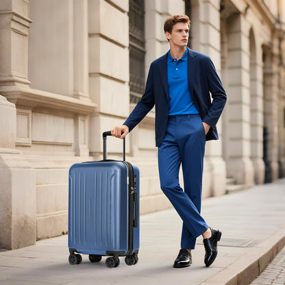 Carry on luggage 22x14x9 Airline Approved Suitcase Hardshell With Double Spinner Wheels, PC+ABS TSA Lock Travel Luggage (Mint Green, 20" Carry On)