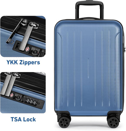 Carry on luggage 22x14x9 Airline Approved Suitcase Hardshell With Double Spinner Wheels, PC+ABS TSA Lock Travel Luggage (Mint Green, 20" Carry On)