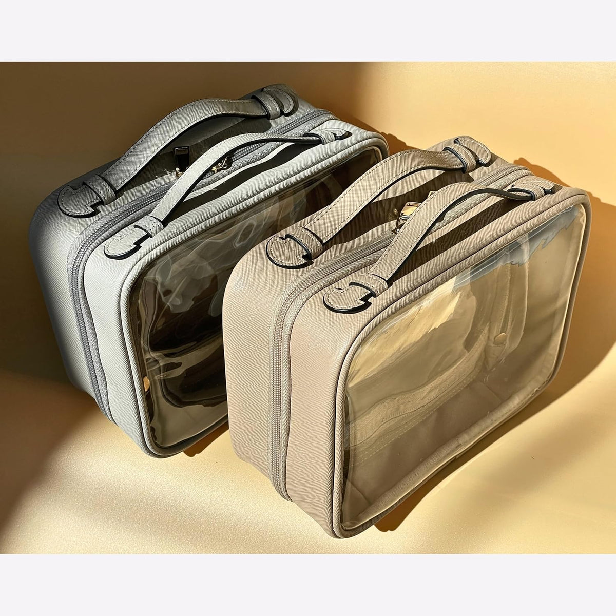Clear Makeup Bag Toiletry Bag for Women Cosmetic Case Large Capacity Travel Make Up Bag Organizer Transparent Storage Compartment TSA Approved
