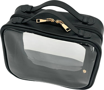 Clear Makeup Bag Toiletry Bag for Women Cosmetic Case Large Capacity Travel Make Up Bag Organizer Transparent Storage Compartment TSA Approved