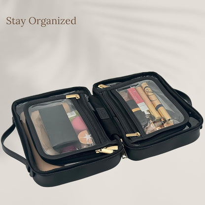 Clear Makeup Bag Toiletry Bag for Women Cosmetic Case Large Capacity Travel Make Up Bag Organizer Transparent Storage Compartment TSA Approved