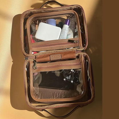 Clear Makeup Bag Toiletry Bag for Women Cosmetic Case Large Capacity Travel Make Up Bag Organizer Transparent Storage Compartment TSA Approved