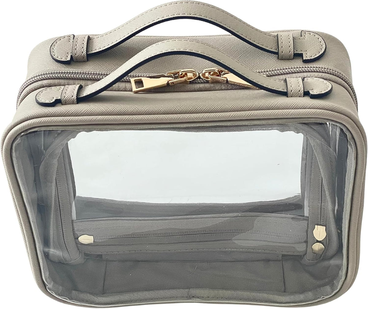 Clear Makeup Bag Toiletry Bag for Women Cosmetic Case Large Capacity Travel Make Up Bag Organizer Transparent Storage Compartment TSA Approved
