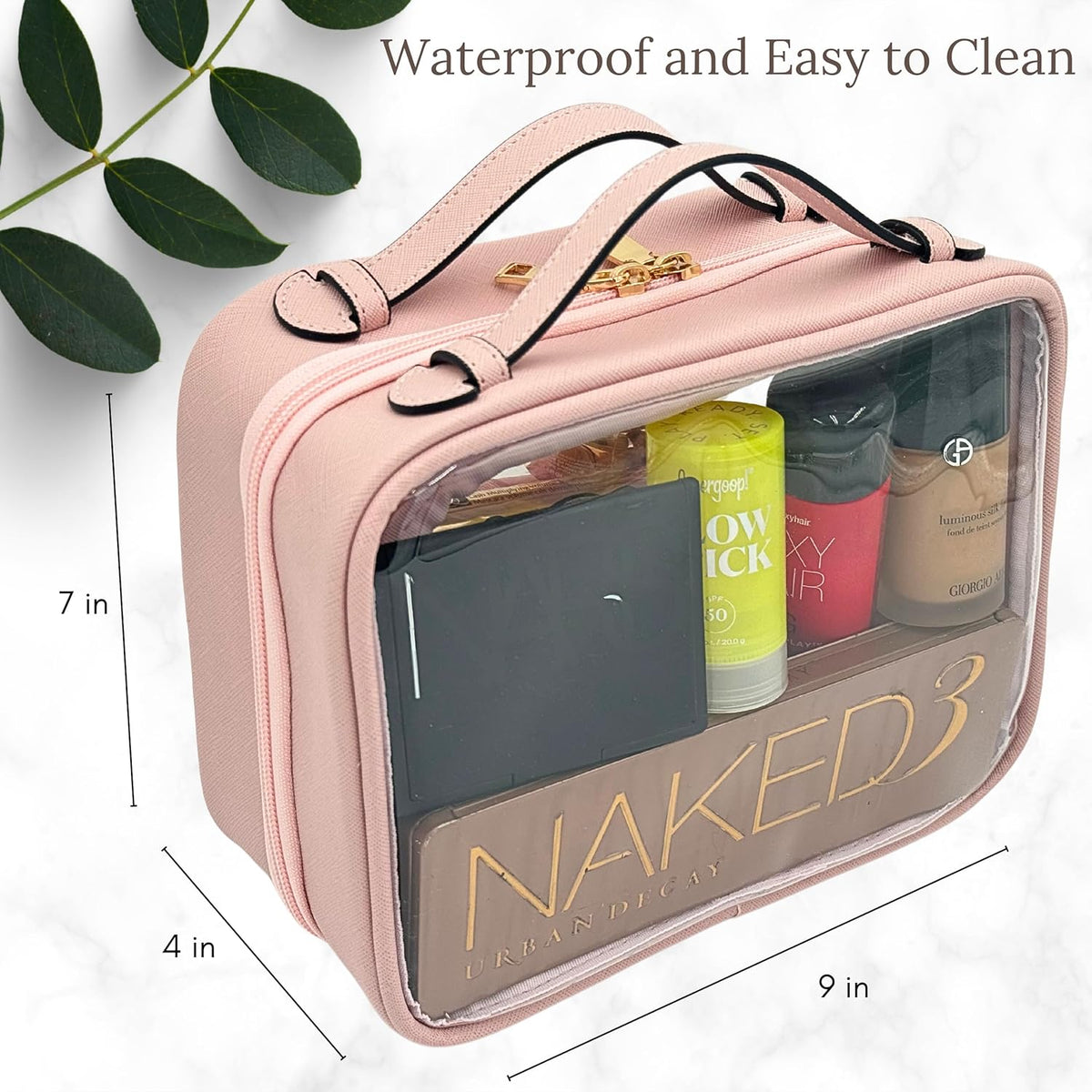 Clear Makeup Bag Toiletry Bag for Women Cosmetic Case Large Capacity Travel Make Up Bag Organizer Transparent Storage Compartment TSA Approved