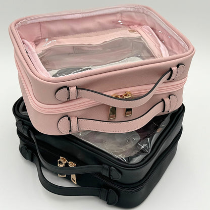 Clear Makeup Bag Toiletry Bag for Women Cosmetic Case Large Capacity Travel Make Up Bag Organizer Transparent Storage Compartment TSA Approved