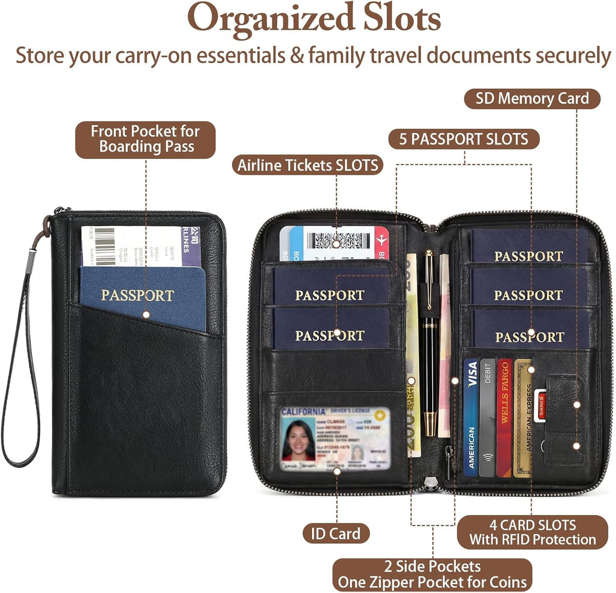 Passport Holder for Travel Women and Men RFID Passport Holder with Zipper Passport Case Passport cover Passport Wallet Travel Essentials and Accessories