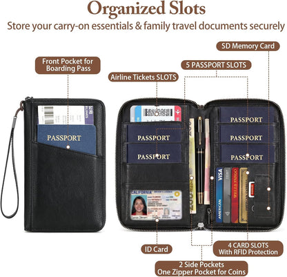 Passport Holder for Travel Women and Men RFID Passport Holder with Zipper Passport Case Passport cover Passport Wallet Travel Essentials and Accessories