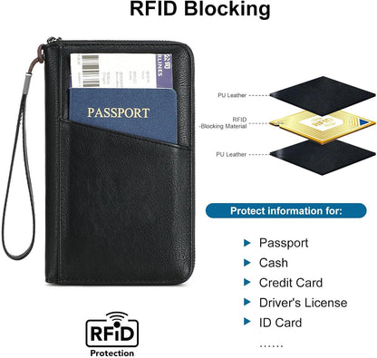 Passport Holder for Travel Women and Men RFID Passport Holder with Zipper Passport Case Passport cover Passport Wallet Travel Essentials and Accessories